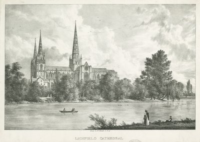 Lichfield Katedrali - Güney Görünümü: litografi, nd [1781-1850] by William Westall