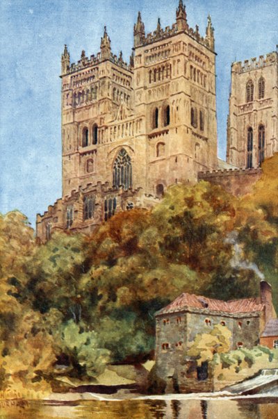 Durham, Batı Kuleleri (renkli taş) by William Wiehe Collins