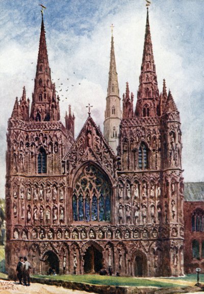 Lichfield, Batı Cephesi (renkli taş) by William Wiehe Collins