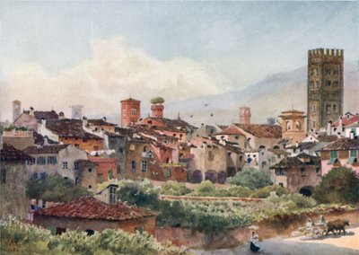 Lucca. Şehir Surlarından (renkli lito) by William Wiehe Collins