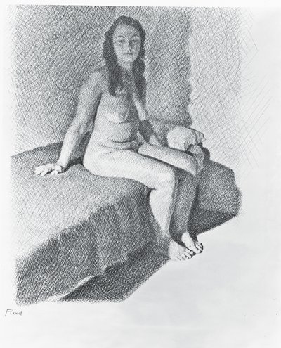 Seated Nude, c.1968-74 (kağıt üzerine kurşun kalem) by William Wilkins