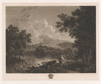 Cicero ile bir nehir kıyısında villasının yanında manzara by William Woollett