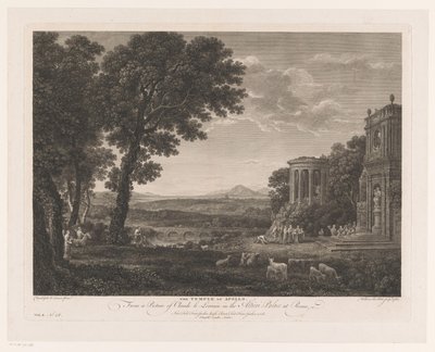 Apollon Tapınağı Önünde Kurban Eden Psişenin Babası ile Manzara Apollon Tapınağı (nesnedeki başlık) by William Woollett