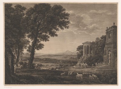 Apollon Tapınağı Önünde Kurban Eden Psişenin Babası ile Manzara by William Woollett