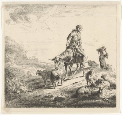 bir eşek üzerinde adam by William Young Ottley