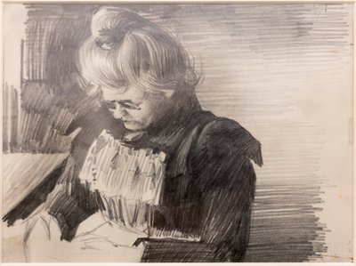 Bir Kadın Dikiş (Femme cousant) (Kağıt üzerine kalem) by William van Strydonck