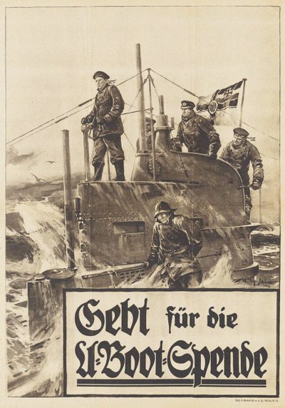 Denizaltı bağışına verin. Afiş, 1917 by Willy Stöwer