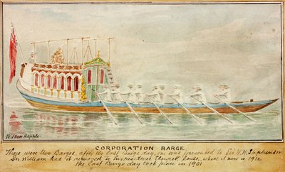 The Corporation Barge (kağıt üzerine mürekkep ve sulu boya) by Wilson Hepple