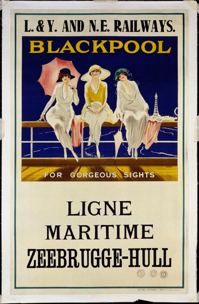 Blackpool, L.&Y. ve N.E. Demiryolları, c.1930 (renkli litografi) by Wilton Williams