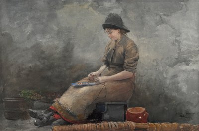 Bir Fishergirl Yemleme Hatları by Winslow Homer