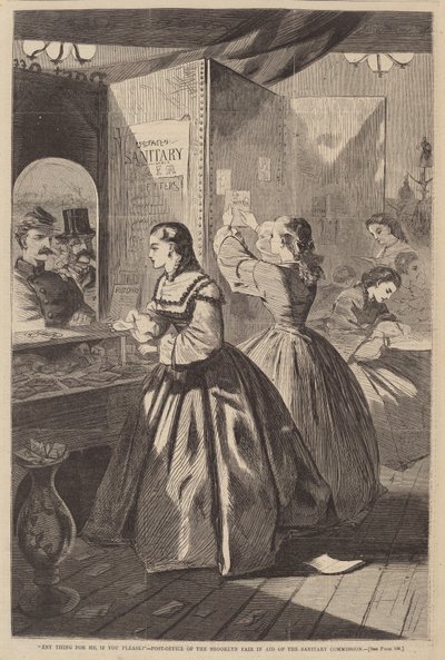Any Thing for Me, If You Please - Brooklyn Fair Post Office of the Aid of the..., 1864 yayınlandı by Winslow Homer
