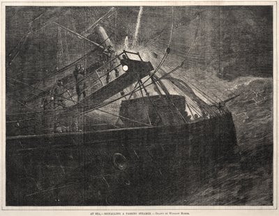 Denizde, Geçen Bir Vapura Sinyal Vermek, 1871. by Winslow Homer