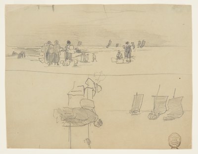 Sepet, Cullercoats, İngiltere Taşıyan Kadınlarla Plaj Sahnesi by Winslow Homer