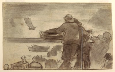Tekneler ve İnsanlar, Cullercoats, İngiltere ile Plaj by Winslow Homer