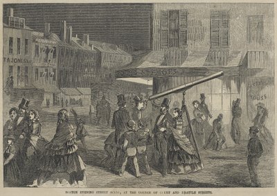 Mahkeme ve Brattle Sokaklarının Köşesinde Boston Akşam Sokak Sahnesi by Winslow Homer