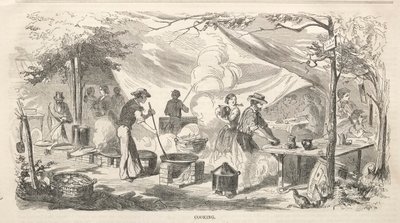 Kamp Buluşması Eskizleri: Yemek Pişirme, 1858. by Winslow Homer
