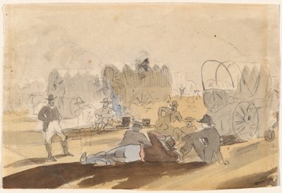 Kapalı Vagonların Dinlendiği Karavan [rekto] by Winslow Homer