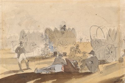 Kapalı Vagonların Dinlendiği Kervan [recto], 1861. by Winslow Homer