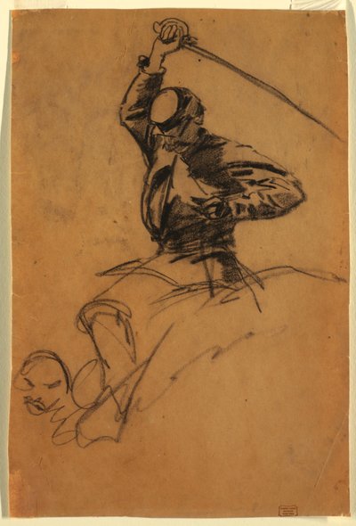 Çizim, At Sırtında Kılıçlı Süvari Askeri, 1863 by Winslow Homer