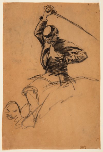Çizim, At Sırtında Kılıçlı Süvari Askeri, 1863 by Winslow Homer