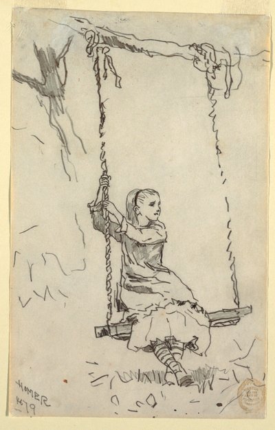 Çizim, Salıncaktaki Kız, 1879 by Winslow Homer