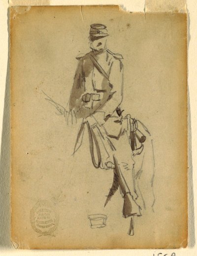 Çizim, Atlı Süvari Subayı, 1862 by Winslow Homer