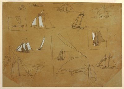 Çizim, Yelkenli Tekne Eskizleri, Cullercoats, İngiltere, 1881-82 by Winslow Homer