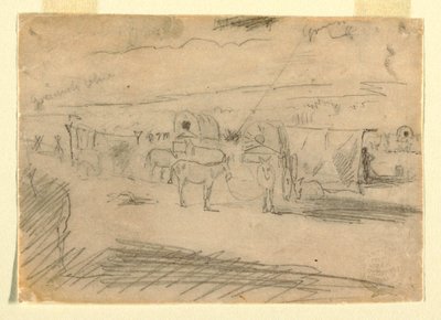 Çizim, Ordu Vagonları Treni, 1862 by Winslow Homer