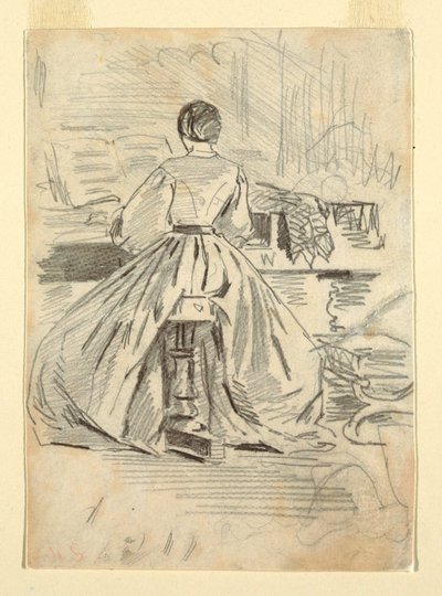 Çizim, Piyano Başındaki Kadın, 1862 by Winslow Homer