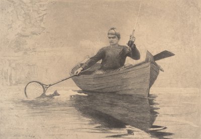 Fly Fishing, Saranac Gölü, 1889. by Winslow Homer