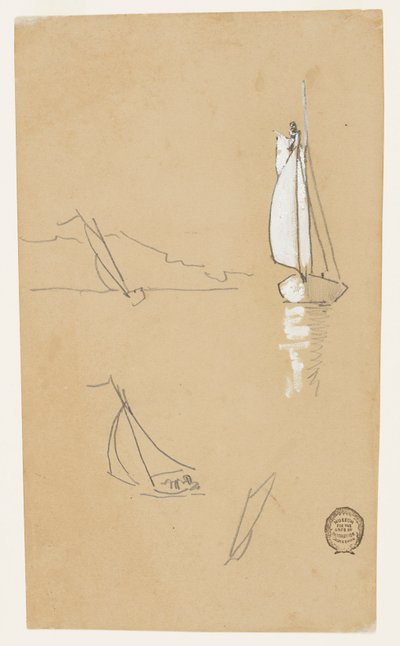 Dört Sloop Çizimi by Winslow Homer