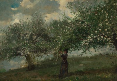 Elma Çiçeği Toplayan Kız, 1879. by Winslow Homer