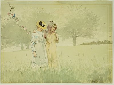 Meyve bahçesinde dolaşan kızlar, 1879 by Winslow Homer