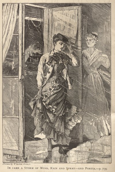 Rüzgar, Yağmur ve Püskürtme Fırtınası Geldi - ve Portia by Winslow Homer