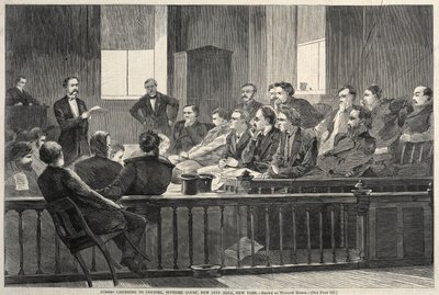 Avukatı Dinleyen Jüri Üyeleri, Yargıtay, New City Hall, New York, 1869. by Winslow Homer