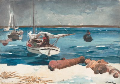 Nassau, 1899 (kirli beyaz dokuma kağıt üzerinde wc ve grafit) by Winslow Homer