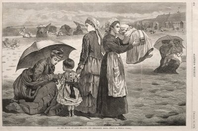 Long Branch Sahilinde - Çocuk Saati, 1874. by Winslow Homer