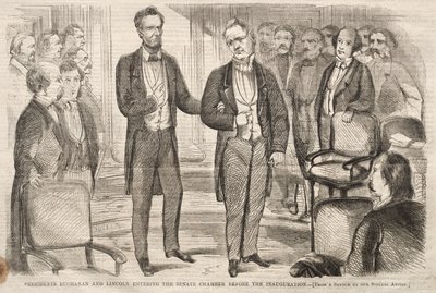 Başkanlar Buchanan ve Lincoln Yemin Töreninden Önce Senato Salonuna Girerken by Winslow Homer