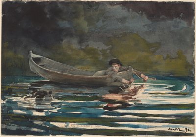 "Hound and Hunter" için eskiz by Winslow Homer