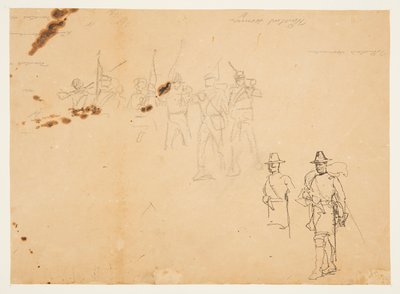 Tek Piyade Figürlerinin Eskizleri ve Antrenman İmzaları by Winslow Homer