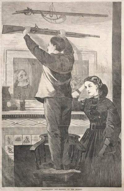 Şükran Günü - Tüfeği Asmak, 1865. by Winslow Homer