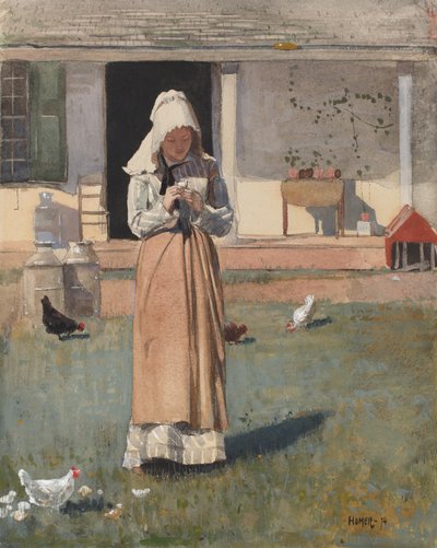 The Sick Chicken, 1874 (dokuma kağıt üzerinde wc, guaj ve grafit) by Winslow Homer