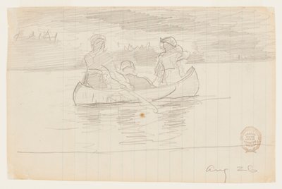 Kanoda Üç Adam, Il Manigne, Quebec by Winslow Homer