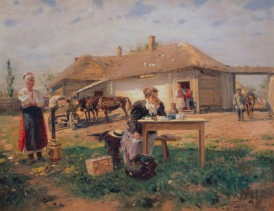 Öğretmenin köye gelişi by Wladimir Jegorowitsch Makowski