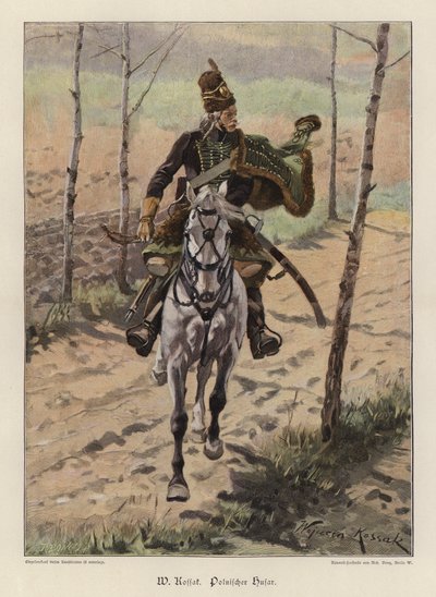 Polonya Hussar (renkli taş) by Wojciech Kossak