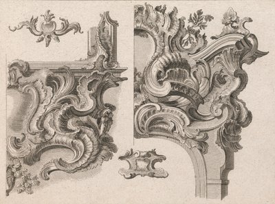 Bir Sunak Çerçevesinin Sağ Alt ve Sağ Üstünün Süslenmesi için Öneri..., Basılmış yakl. 1750-56. by Wolffgang Christoph Mayr