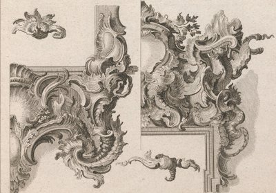 Bir Sunak Çerçevesinin Sağ Alt ve Sağ Üstünün Süslenmesi için Öneri..., Basılmış yakl. 1750-56. by Wolffgang Christoph Mayr