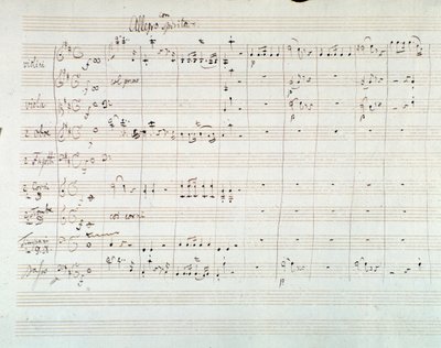 Mozart (1768) tarafından D majör Senfoni N. 8'in müzik notalarının sayfası by Wolfgang Amadeus Mozart