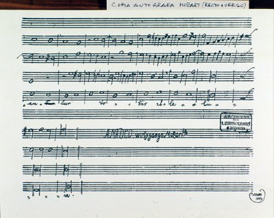 Accademia filarmonico unvanını elde etmek için Mozart tarafından Querite primum regnum Dei için nota sayfası, versiyon babası Martini tarafından düzeltildi (1770) by Wolfgang Amadeus Mozart
