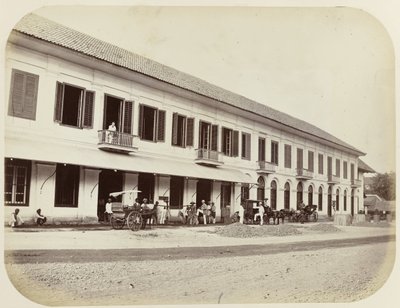 Handelshuizen te Batavia ve Pasar Pisang by Woodbury and Page